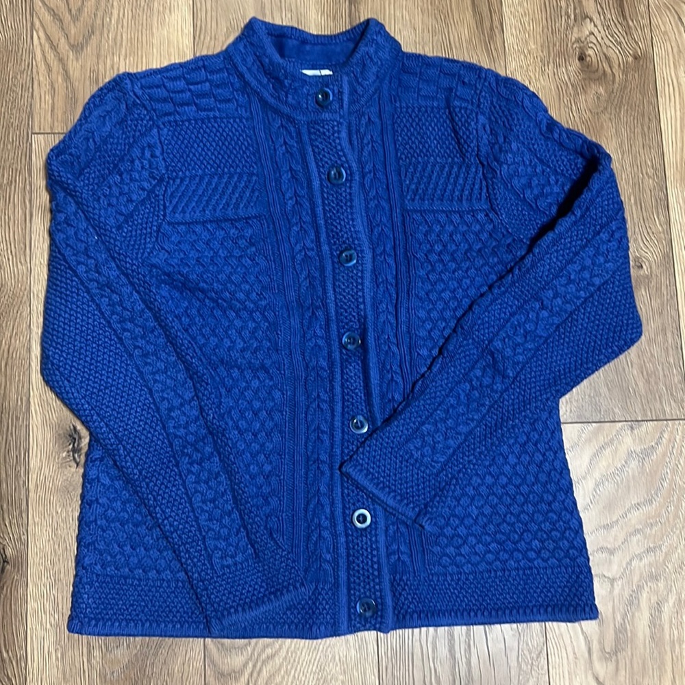 LL. Bean  Cable Sweater Buttons Front Cardigan Sz M